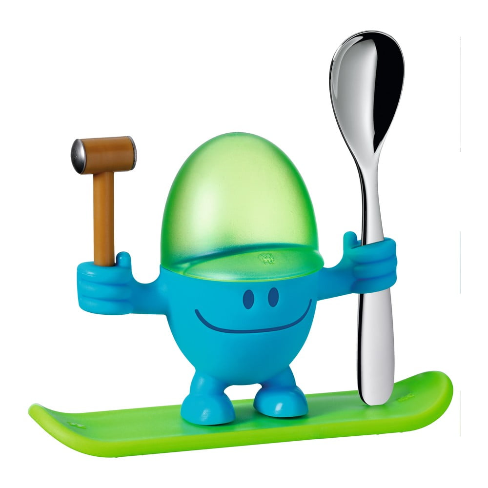 Suport pentru ou cu lingură WMF Cromargan® Mc Egg, verde – albastru bonami.ro