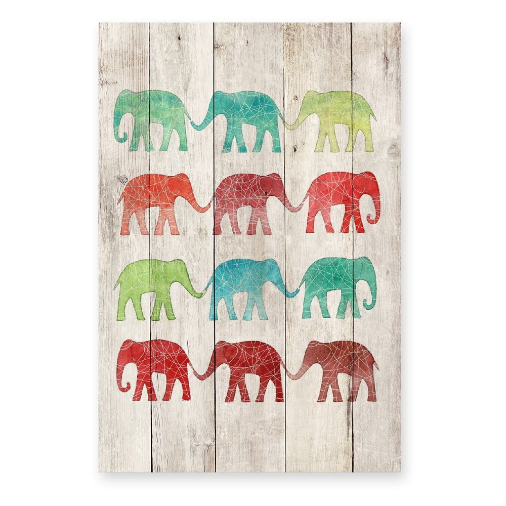 Pictură pe lemn Surdic Elephants Cue, 40 x 60 cm bonami.ro imagine 2022