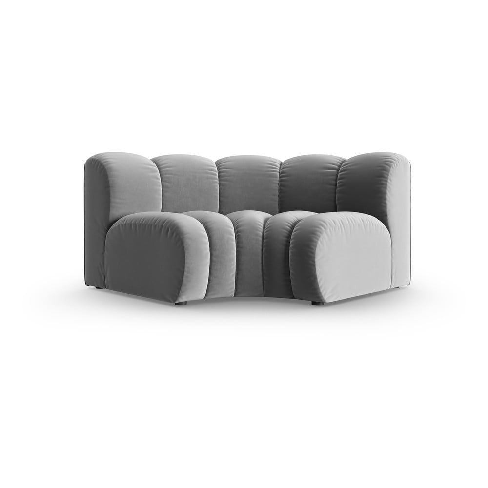 Modul pentru canapea modulară gri deschis cu tapițerie din catifea (cu colț variabil) Lupine – Micadoni