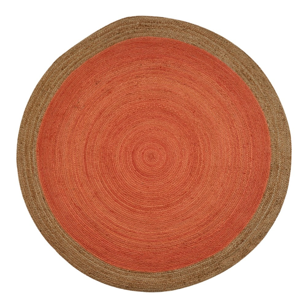 Covor din iută pentru exterior Native, ⌀ 120 cm, portocaliu