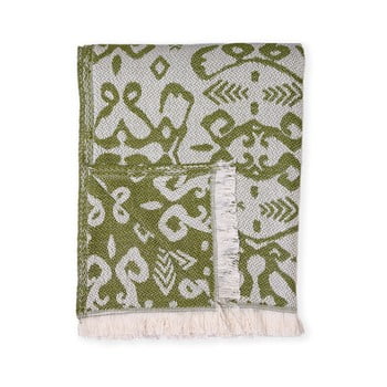 Pled din amestec de bumbac euromant summer linen, 140 x 180 cm, verde închis