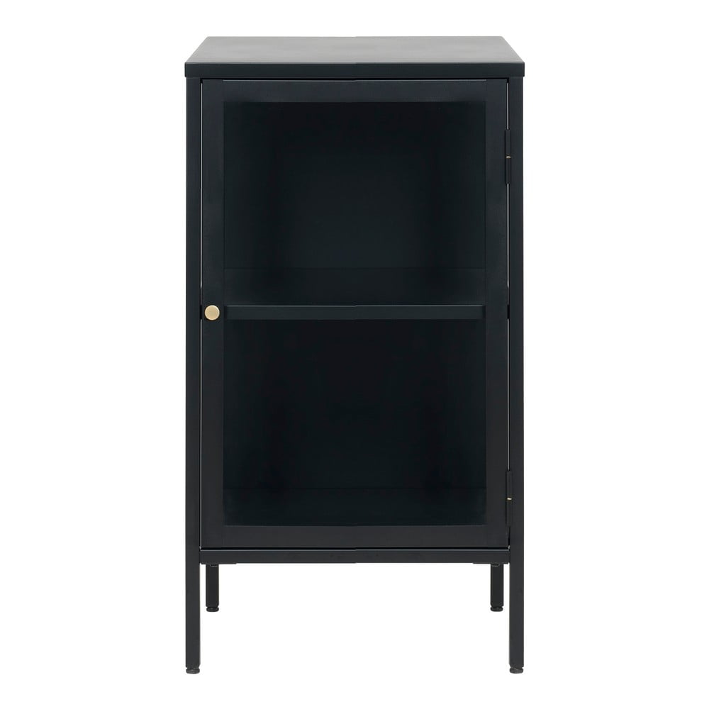 Comoda cu usi de sticla Unique Furniture Carmel, lungime 45,3 cm, negru