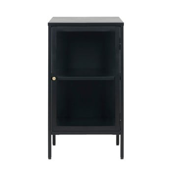 Comodă cu uși de sticlă unique furniture carmel, lungime 45,3 cm, negru