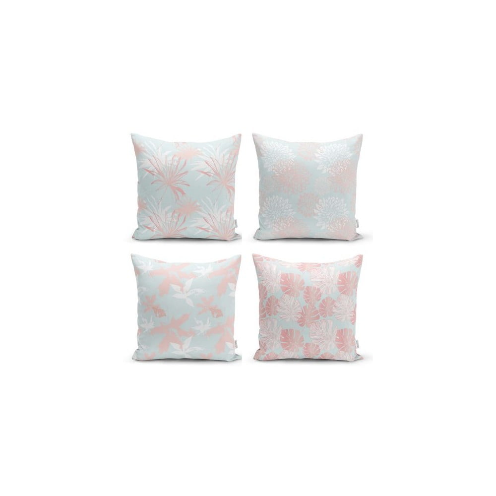 Set 4 fețe de pernă decorative Minimalist Cushion Covers Blue Leaves, 45 x 45 cm bonami.ro imagine noua