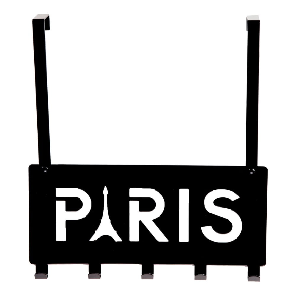 Cuier pentru ușă Compactor Paris, 5 cârlige, negru bonami.ro