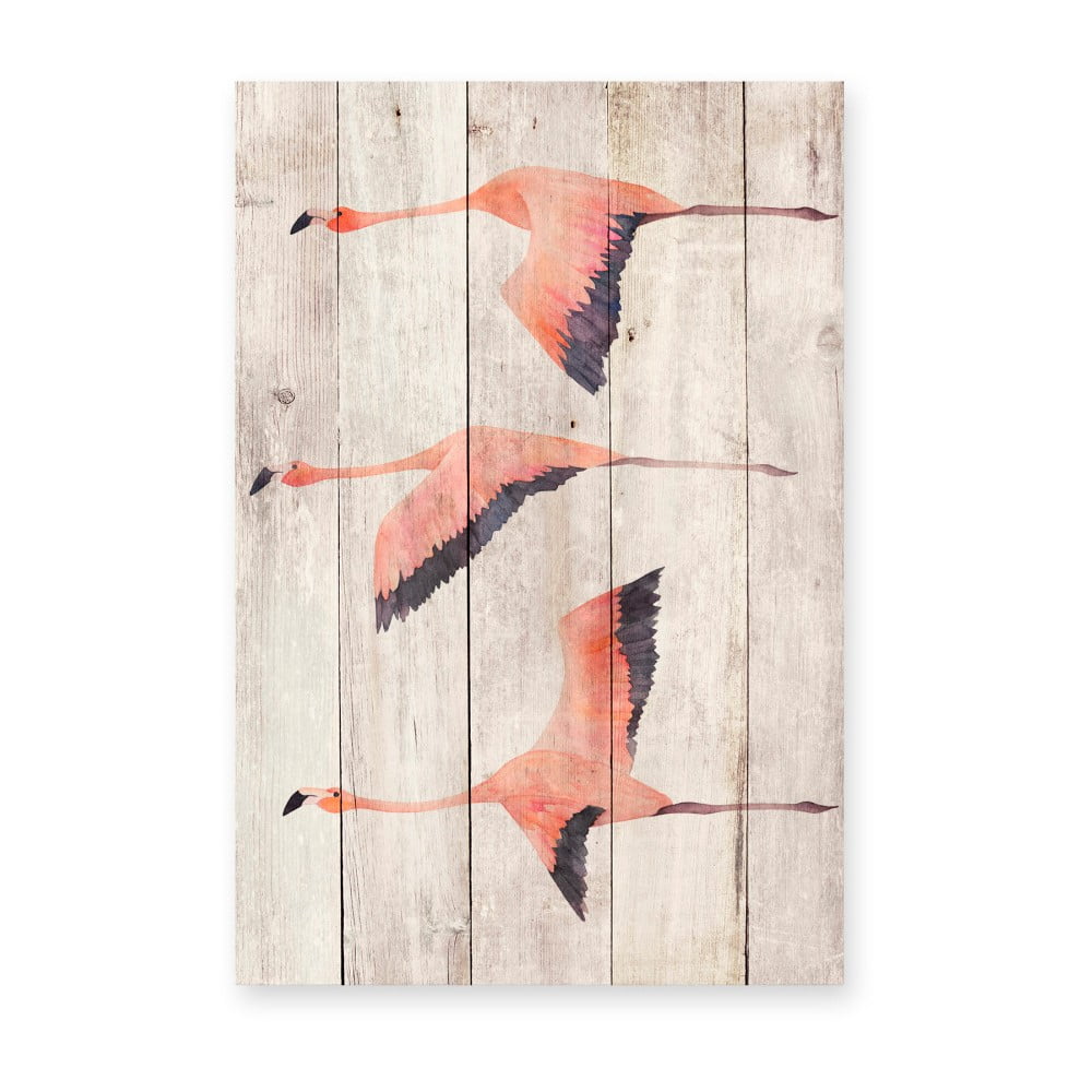 Decorațiune din lemn de pin pentru perete Madre Selva Flying Flamingo, 60 x 40 cm bonami.ro imagine 2022
