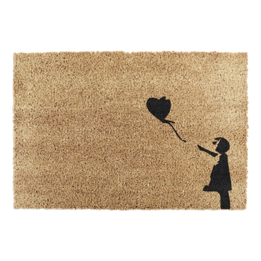 Covoraș de intrare din fibre de nucă de cocos 40x60 cm Girl With a Ballon – Artsy Doormats