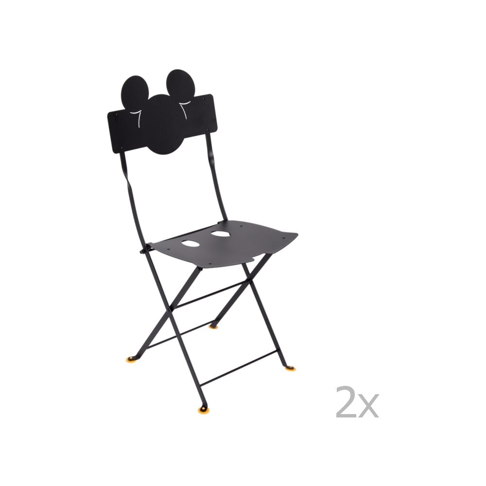 Set 2 scaune pliabile de grădină Fermob Bistro Mickey, negru