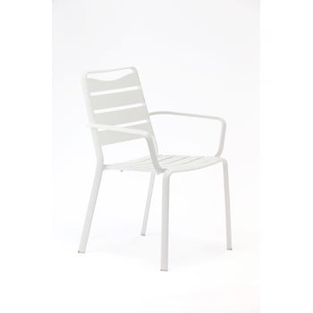 Set 4 scaune de grădină din aluminiu cu cotiere Ezeis Spring, alb