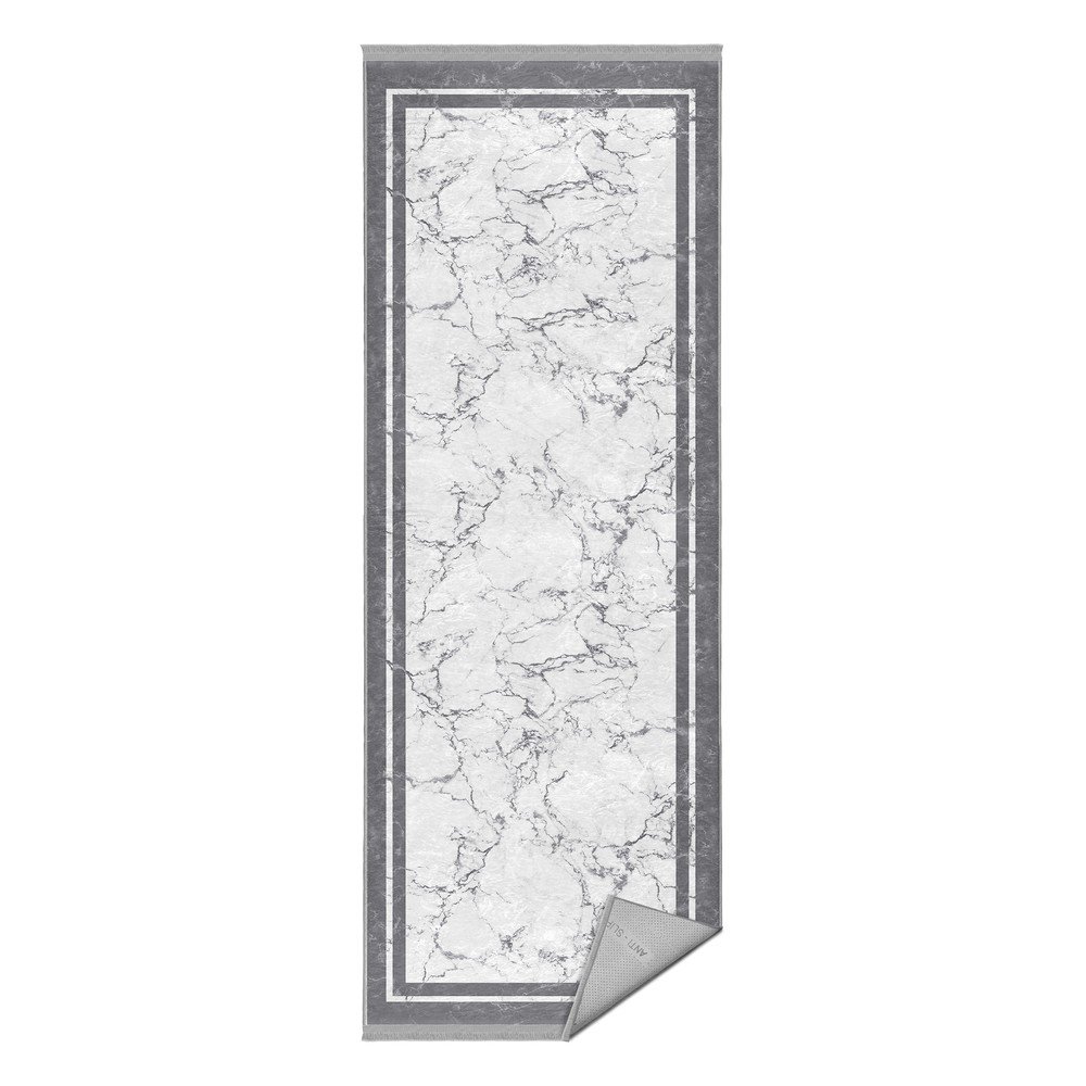 Covor alb-gri de tip traversă 80x200 cm – Mila Home