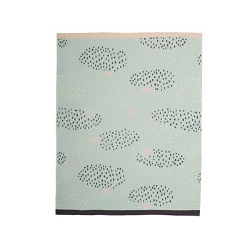 Cuvertură din bumbac pentru copii södahl raindrops, 80 x 100 cm, verde - negru