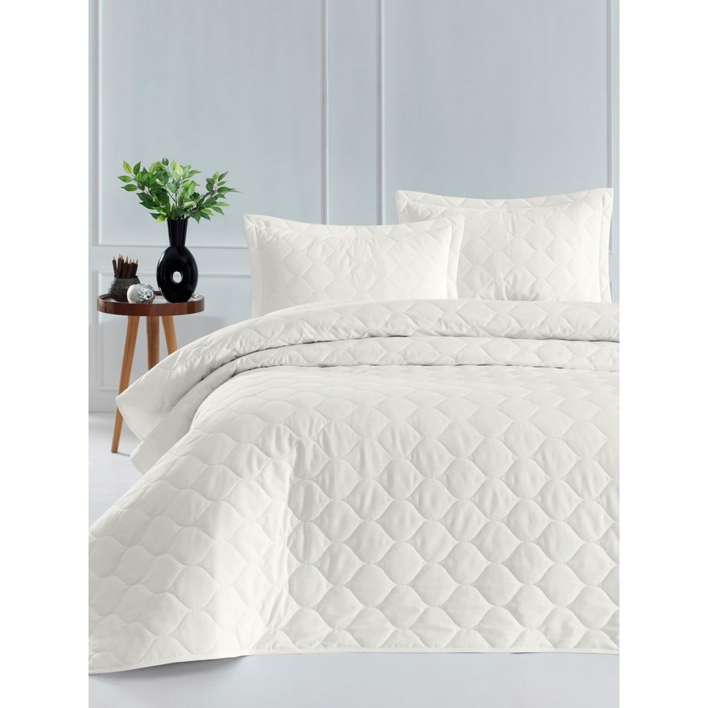 Cuvertură de pat cu 2 fețe de pernă din bumbac ranforce EnLora Home Fresh, 225 x 240 cm, bej bonami.ro imagine noua