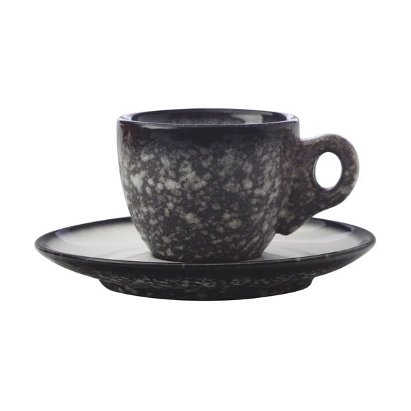 Ceașcă cu farfurie din ceramică Maxwell & Williams Caviar Granite, 80 ml, negru