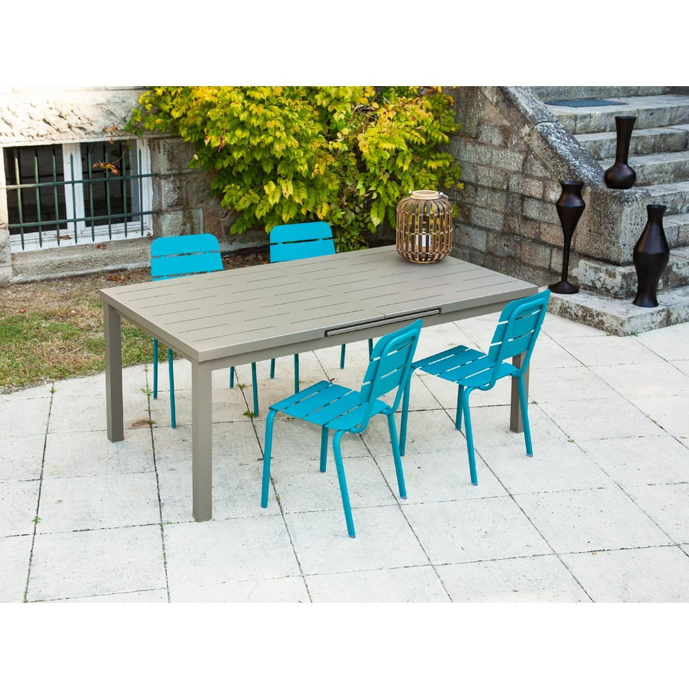 Set de dining pentru grădină albastru/maro din aluminiu pentru 4 persoane Typon – Ezeis Albastru/Maro imagine noua