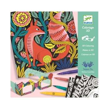 Set artistic cu 7 markere și ochelari 3d djeco les