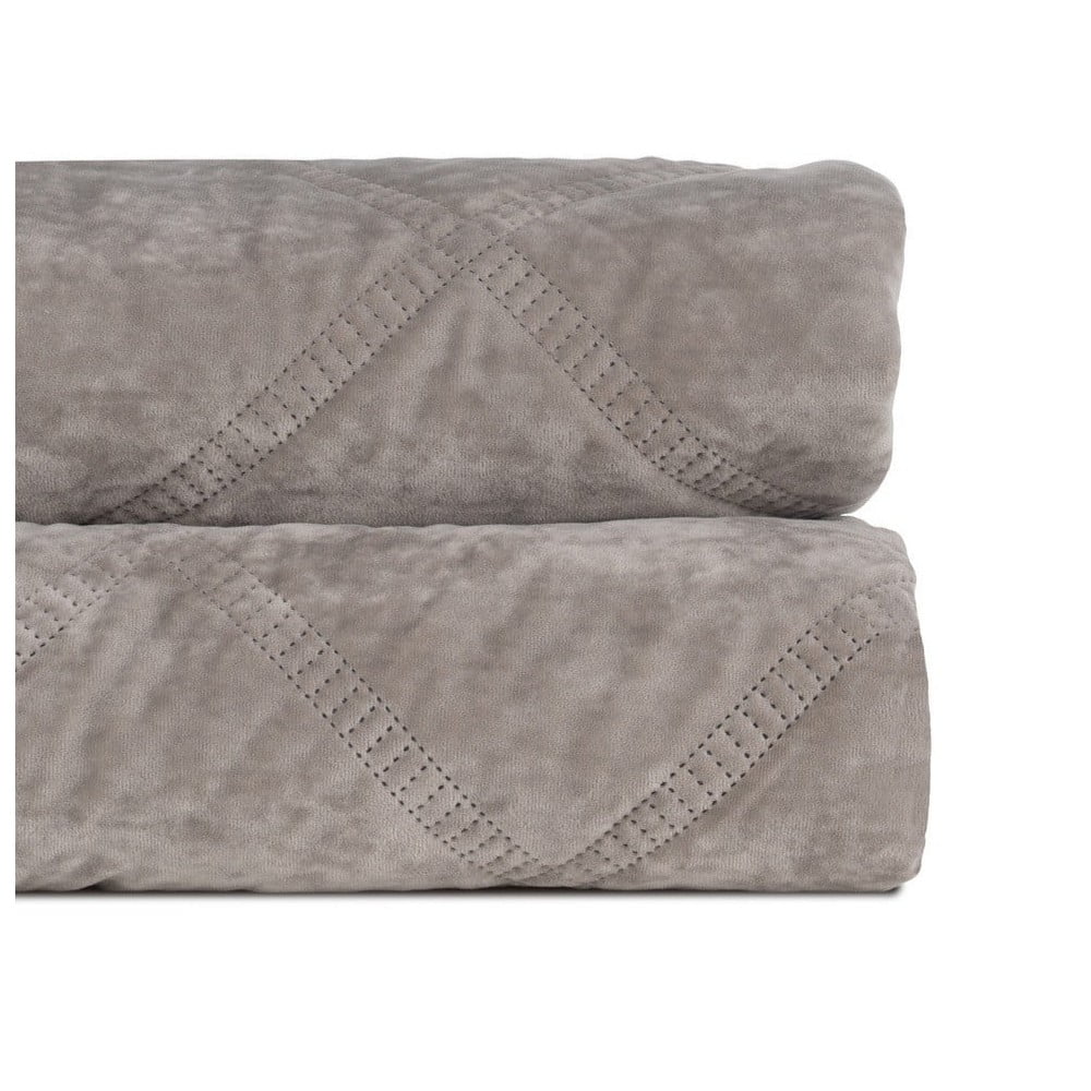 Cuvertură gri matlasată din catifea 230x260 cm – Ixia