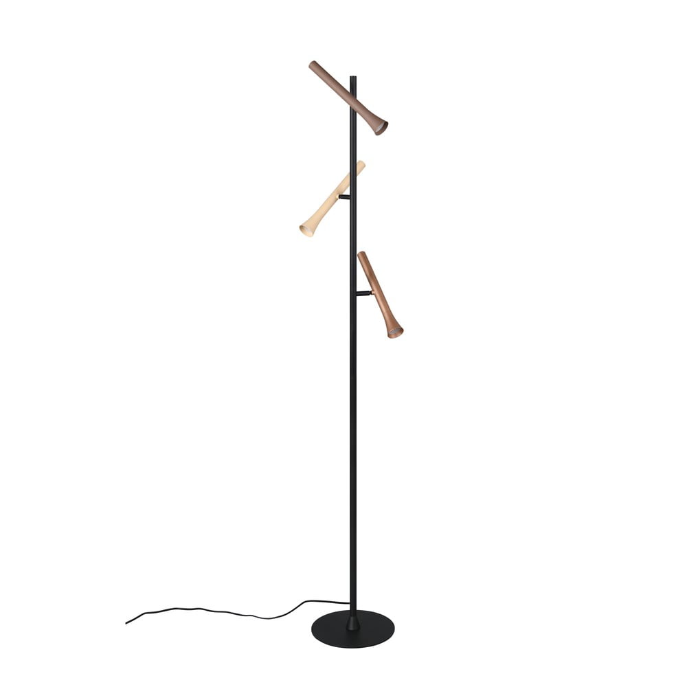 Lampadar negru LED cu abajur din metal (înălțime 150 cm) Fiato – Trio