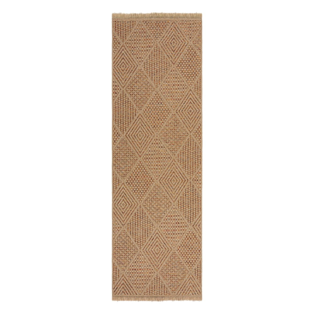 Covor tip traversă de exterior în culoare naturală 80x230 cm Nora Diamond – Flair Rugs