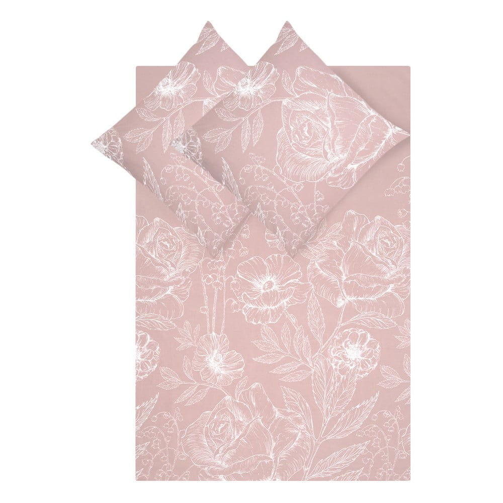 Lenjerie de pat roz din bumbac percal 200x200 cm keno - westwing collection