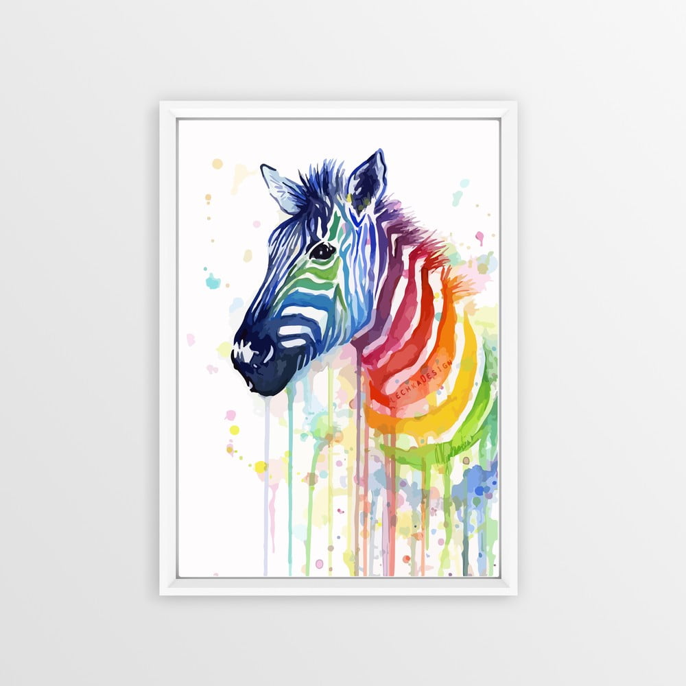 Tablou decorativ Piacenza Art Rainbow Zebra, 30 x 20 cm