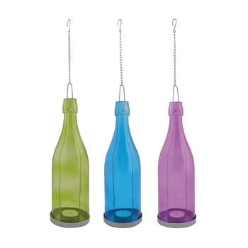 Set 3 sfeșnice suspendate din sticlă Esschert Design Bottle