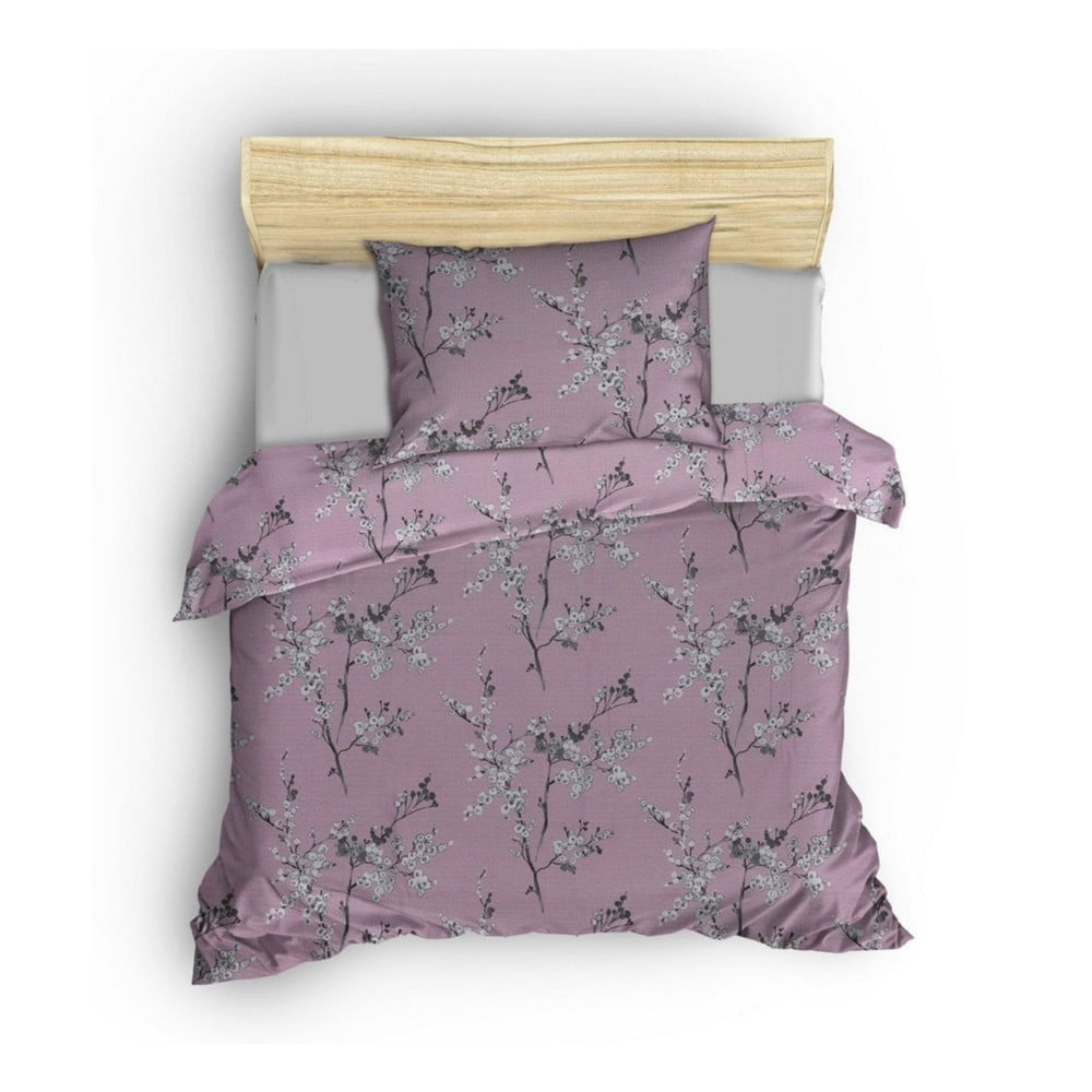 Lenjerie de pat roz din bumbac pentru pat de o persoană 140x200 cm Chicory – Mijolnir