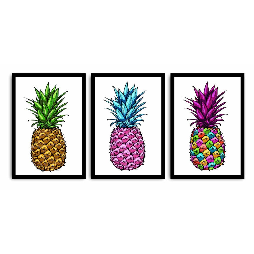 Tablou din 3 piese Pineapple, 109 x 50 cm Alpha wall imagine model 2022