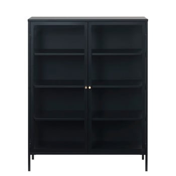 Vitrină unique furniture carmel, înălțime 140 cm, negru