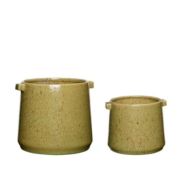 Set 2 ghivece din ceramică Hübsch Herb, verde