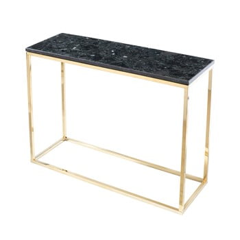 Consolă cu blat din granit și structură aurie rge, lungime 100 cm,negru