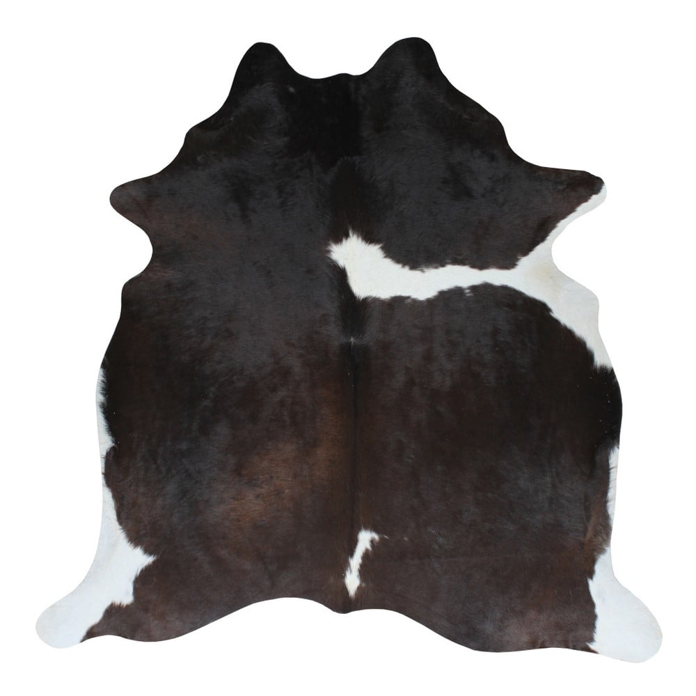 Covor din piele de vacă, 195 x 175 cm, negru - maro 