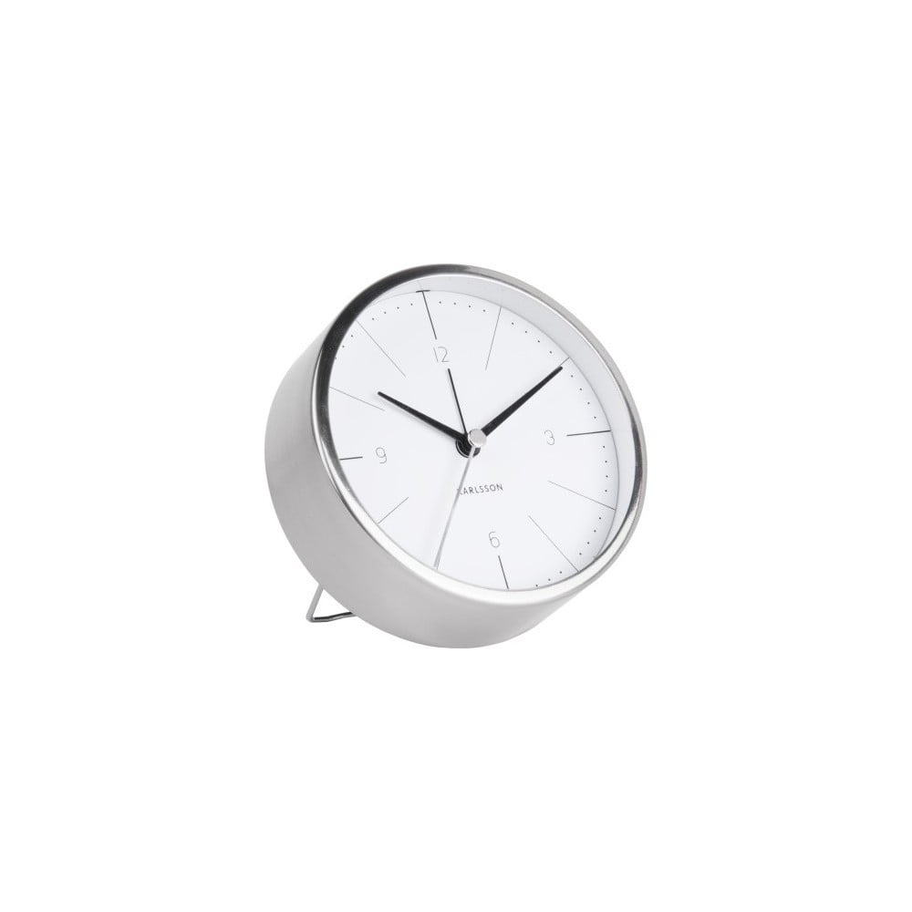 Ceas alarmă Karlsson Normann, Ø 10 cm, alb – gri alarma