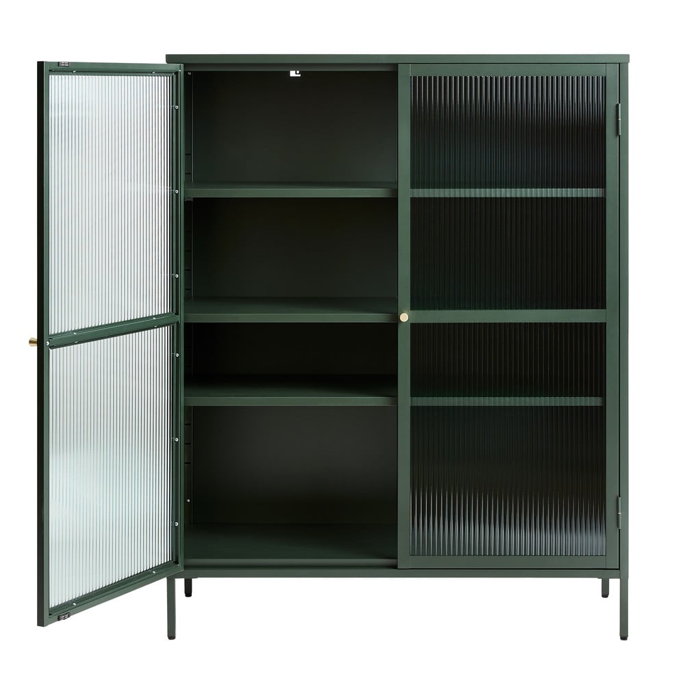 Vitrină din metal Unique Furniture Bronco, înălțime 140 cm, verde bonami.ro