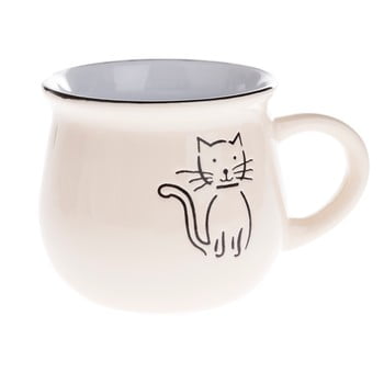 Cană din ceramică dakls, volum 0,3 l, bej, model pisică