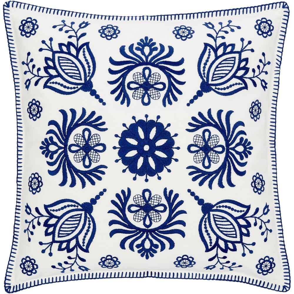 Față de pernă decorativă din bumbac Westwing Collection Folk, 45 x 45 cm, alb-albastru bonami.ro imagine 2022