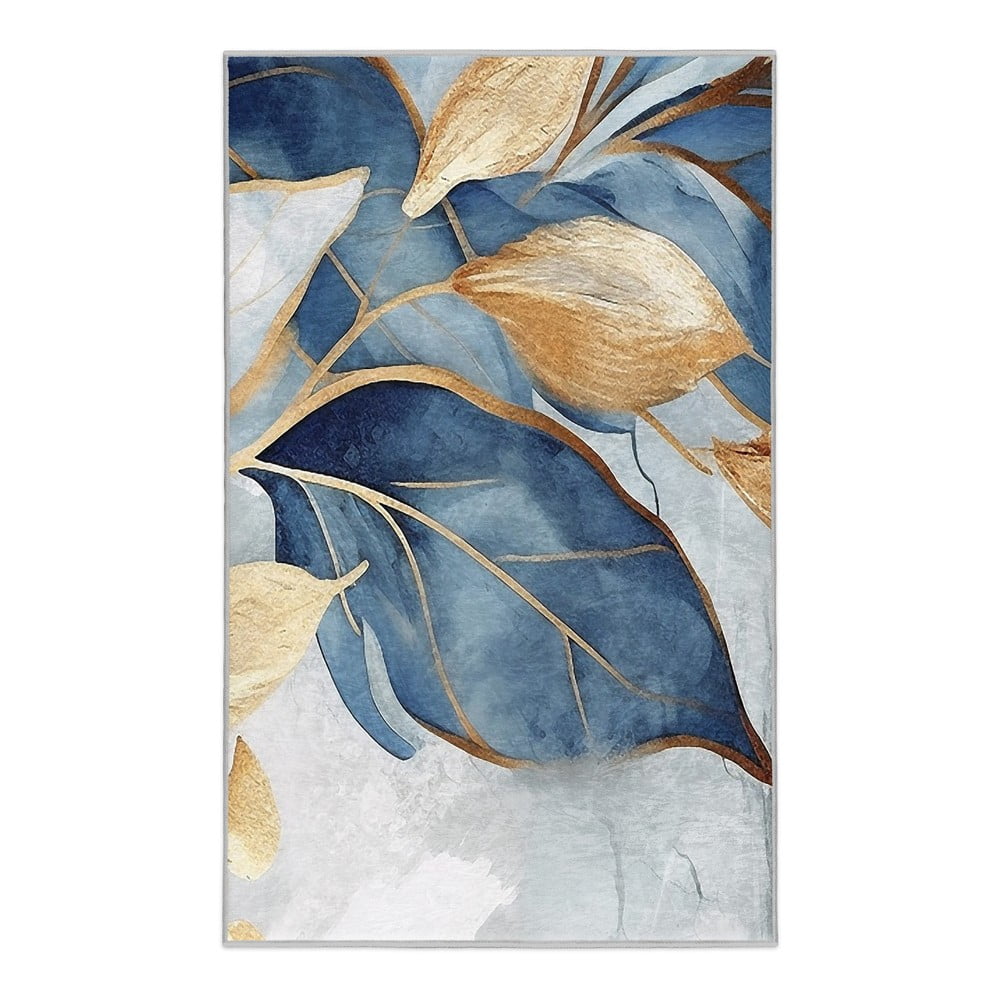 Covor albastru/auriu lavabil 160x230 cm Golden Leaves – Mila Home