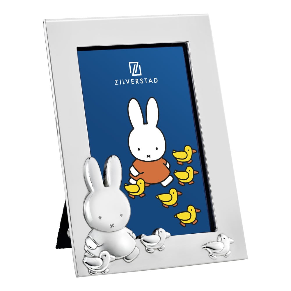 Ramă foto argintie de sine stătătoare din metal 7x10 cm Miffy – Zilverstad