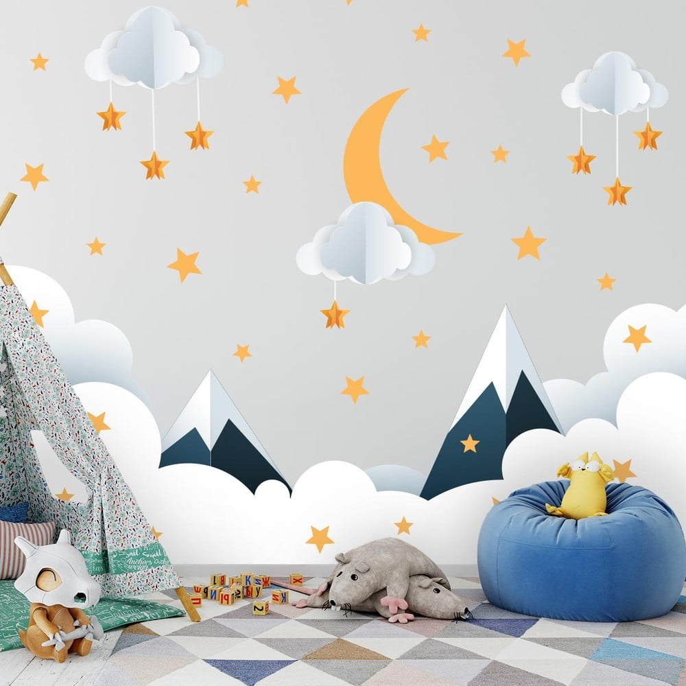 Poza Autocolant de perete pentru copii 90x60 cm Mountains in Stars and Clouds a€“ Ambiance