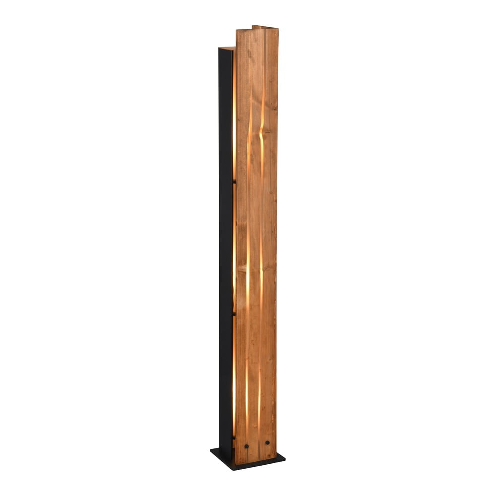 Lampadar negru/în culoare naturală cu abajur din lemn (înălțime 121 cm) Karuni – Trio