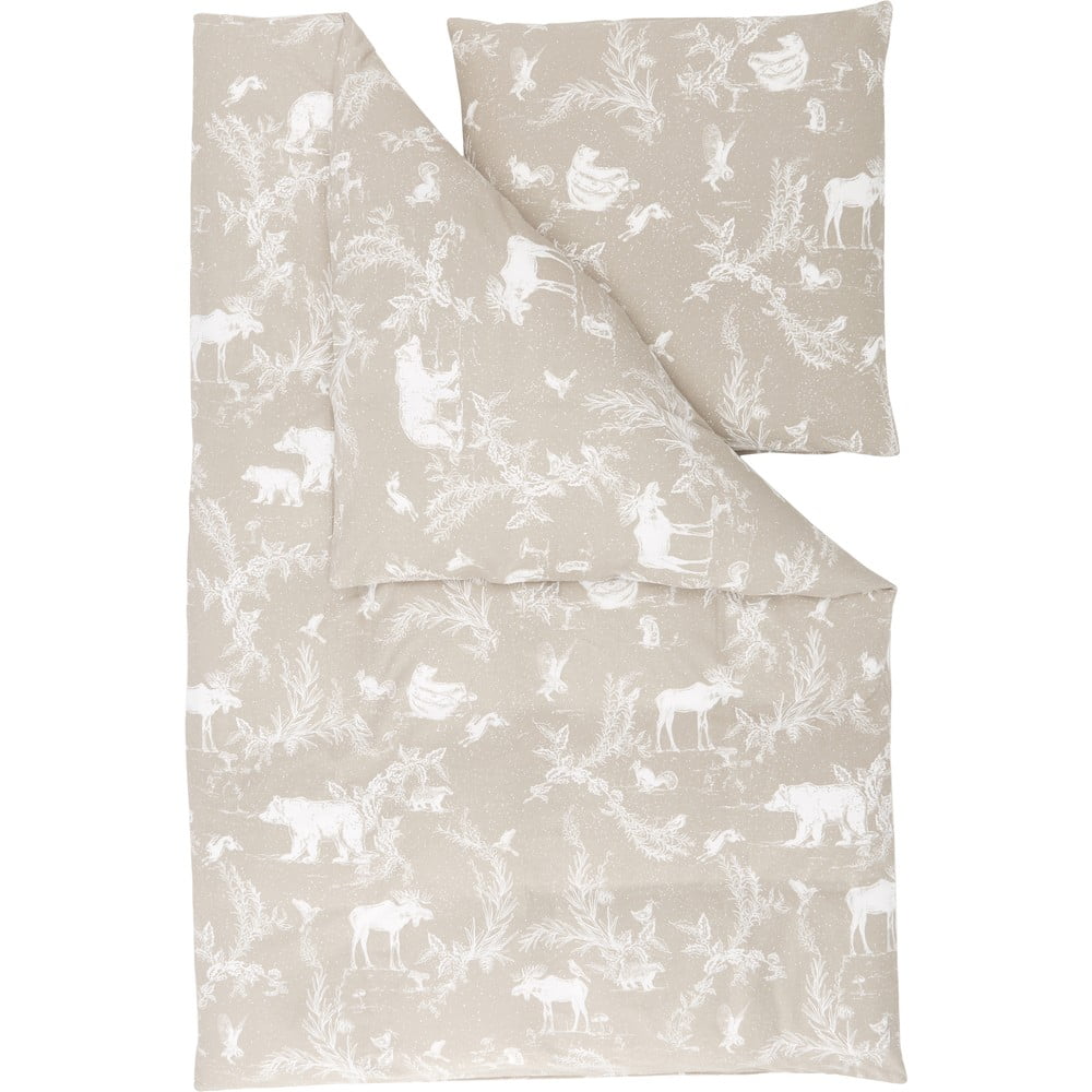 Lenjerie de pat din flanel westwing collection animal toile, 135 x 200 cm, bej