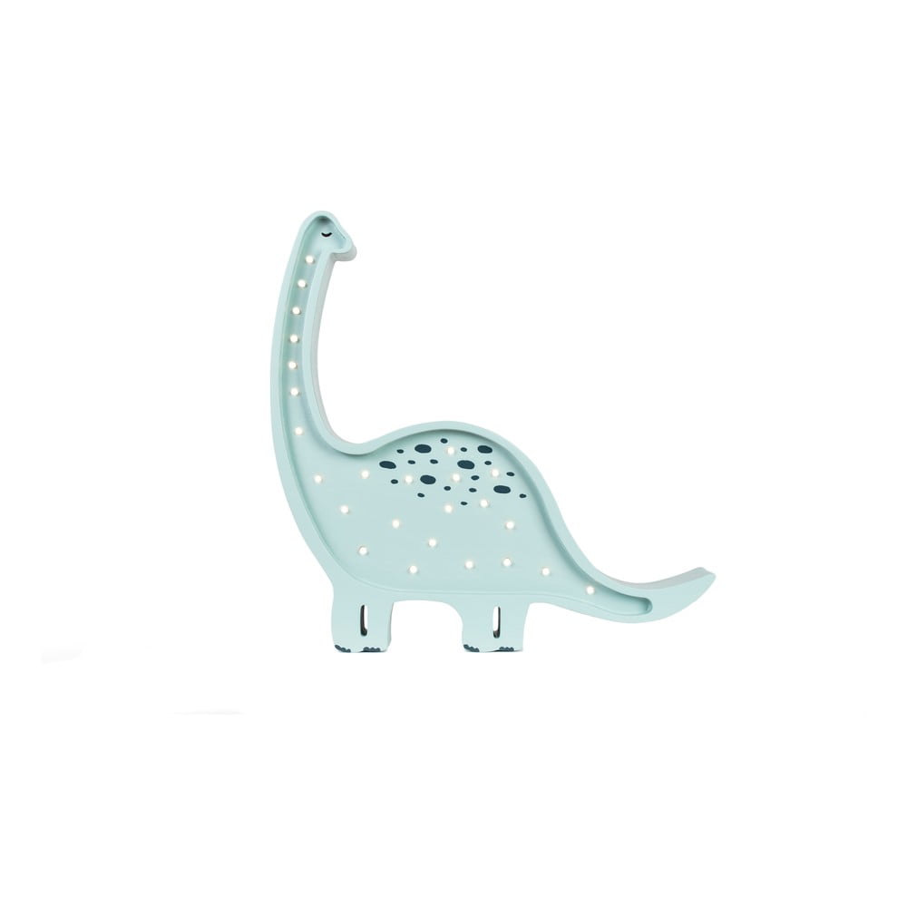 Veioză albastră deschis din lemn de pin little lights dino diplodocus, lungime 39 cm