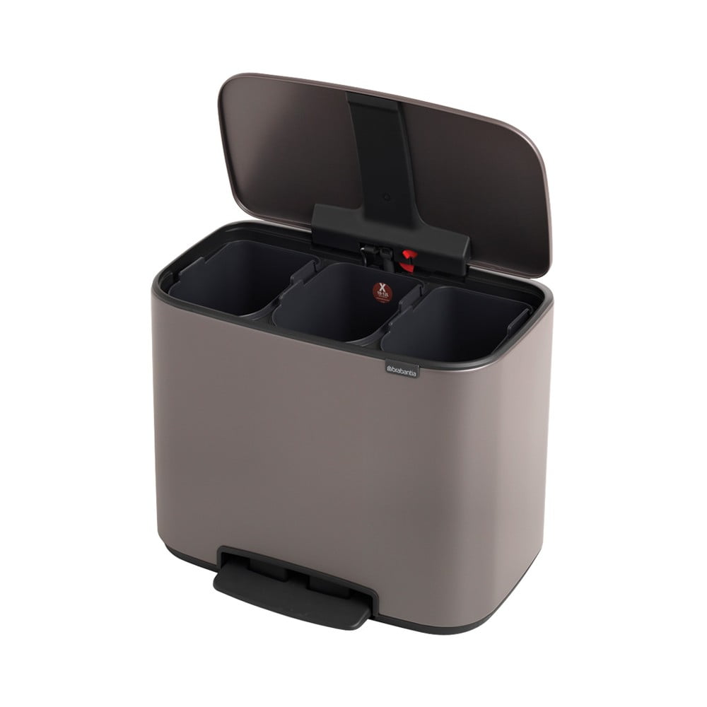 Coș de gunoi gri de reciclat/cu pedală din oțel 33 l Bo – Brabantia