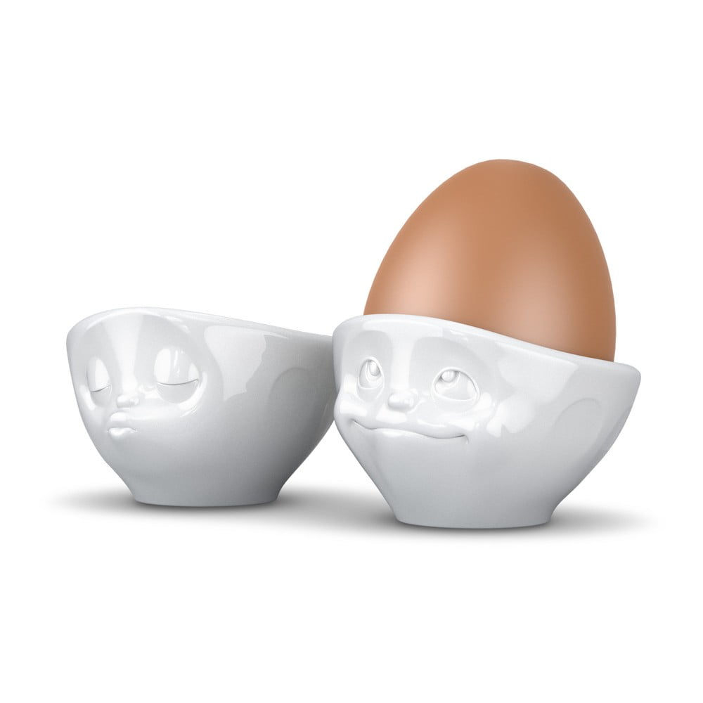 Set 2 suporturi din porțelan pentru ouă, 58products Kissing & Dreamy, alb 58products