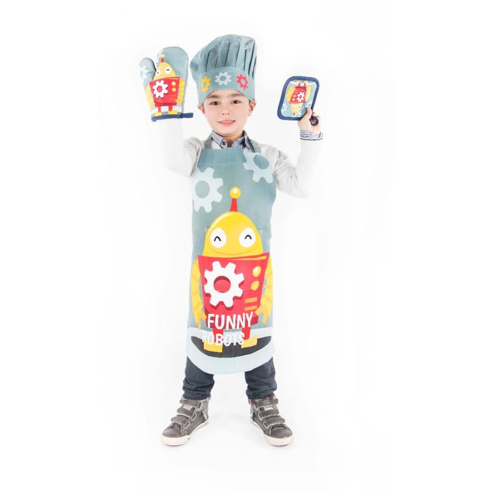  Set de bucătărie pentru copii din bumbac 4 buc Robot - Tiseco Home Studio 