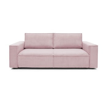 Canapea extensibilă cu velur bobochic paris nihad, 245 cm, roz deschis