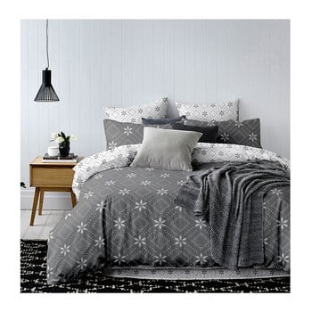 Lenjerie din microfibră cu 2 fețe pentru pat dublu decoking hypnosis snowy night, 220 x 200 cm, gri - alb