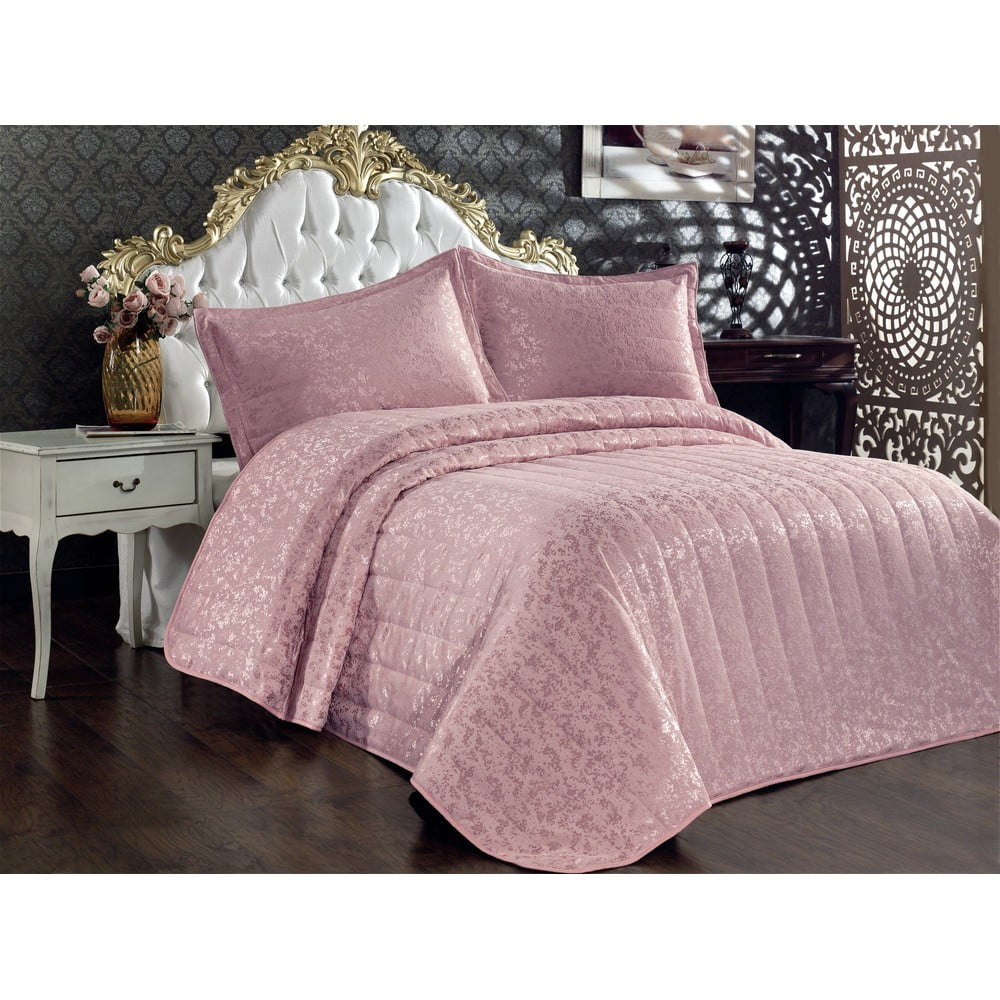 Cuvertură roz-deschis din bumbac pentru pat dublu 240×260 cm Bulut – Mijolnir 240x260 pret redus