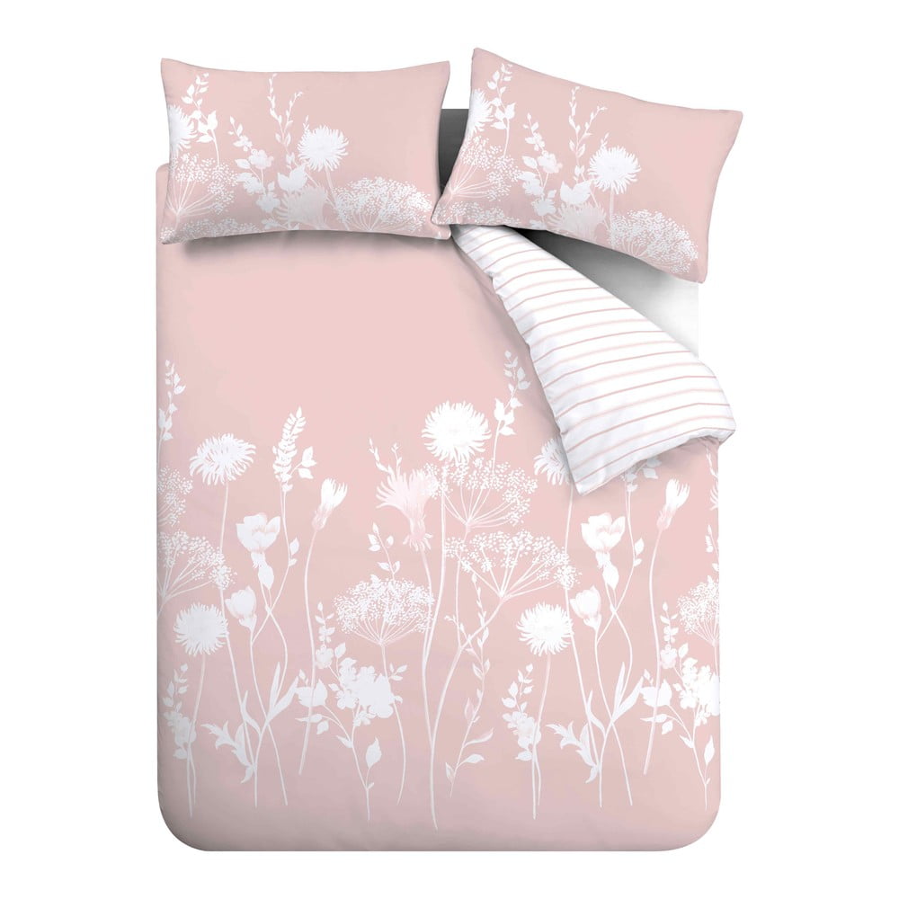 Lenjerie de pat albă/roz pentru pat de o persoană 135x200 cm Meadowsweet – Catherine Lansfield