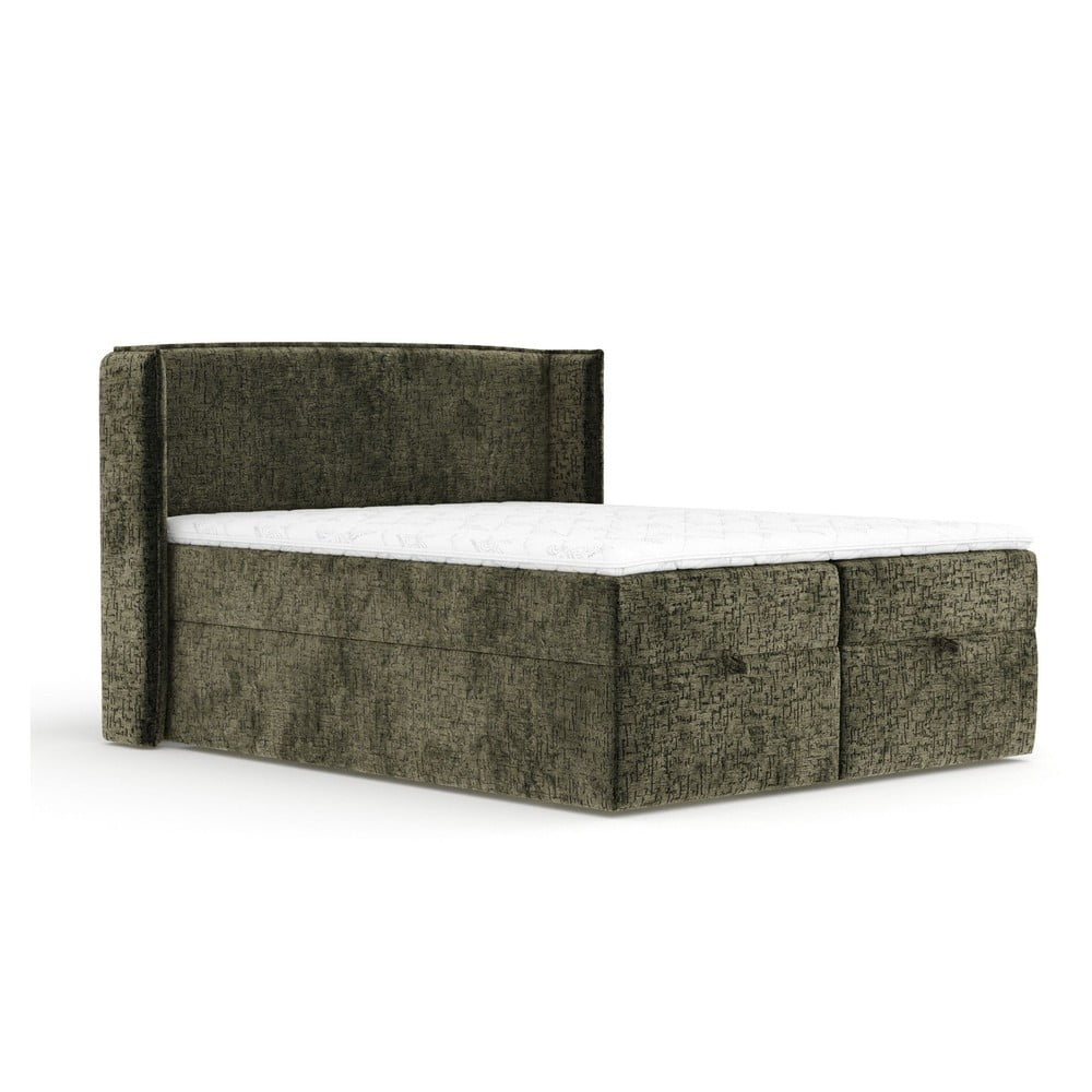 Pat boxspring verde închis cu spațiu de depozitare 180x200 cm Passion – Maison de Rêve