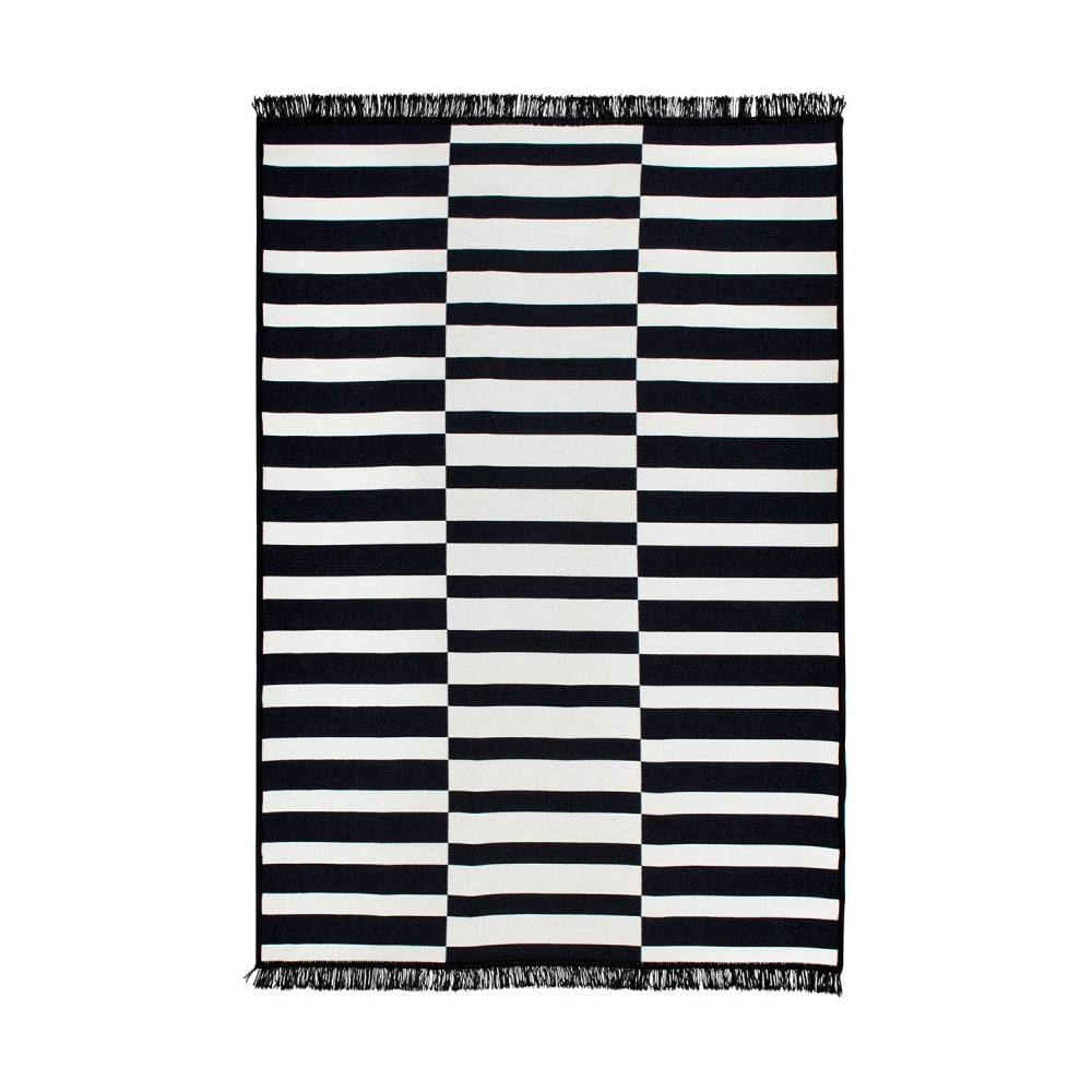 Poza Covor reversibil Cihan Bilisim Tekstil Poros, 120 x 180 cm, alb-negru